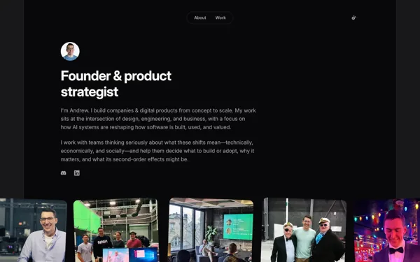 Screenshot of Andrew Matlock's personal website homepage